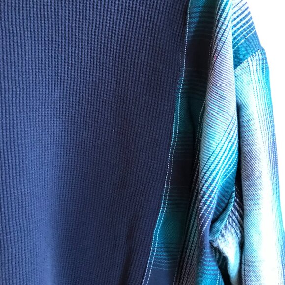 Reworked Flannel Tee, Size L-2XL: Upcycled Unisex Oversized Waffle Knit Shirt - Picture 5 of 8